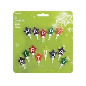 Κεράκια σε σχήμα αστεράκια "Happy Birthday" (13 τεμ)