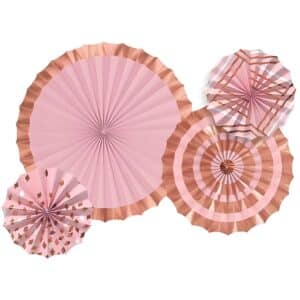 Σετ rosegold χάρτινες βεντάλιες (4 τεμ)