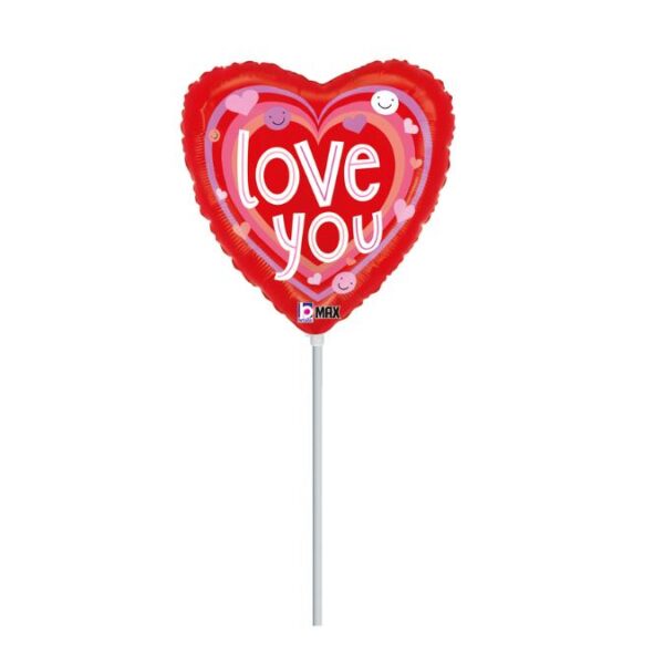14" Mini Shape Μπαλόνι Kαρδιά Smiley Love