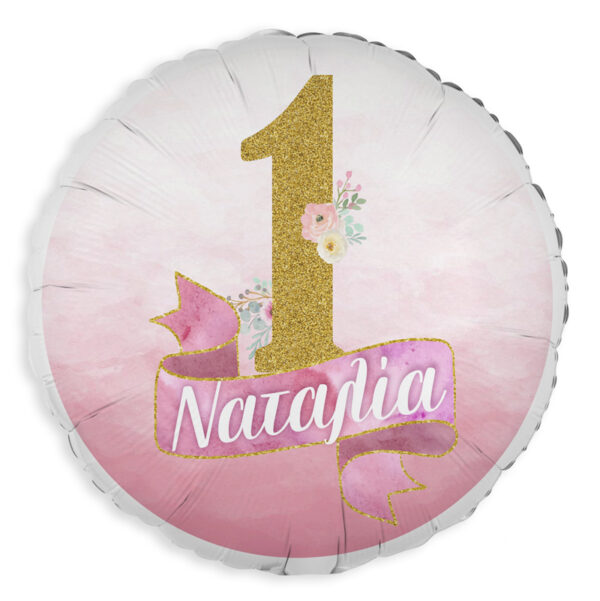 18" Μπαλόνι Foil Στρογγυλό Tυπωμένο - 1st Birthday Girl
