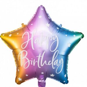 18" Μπαλόνι Αστέρι Happy Birthday Πολύχρωμο