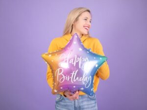 18" Μπαλόνι Αστέρι Happy Birthday Πολύχρωμο - Image 2