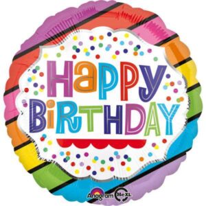 18" Μπαλόνι Happy Birthday λωρίδες & πουά