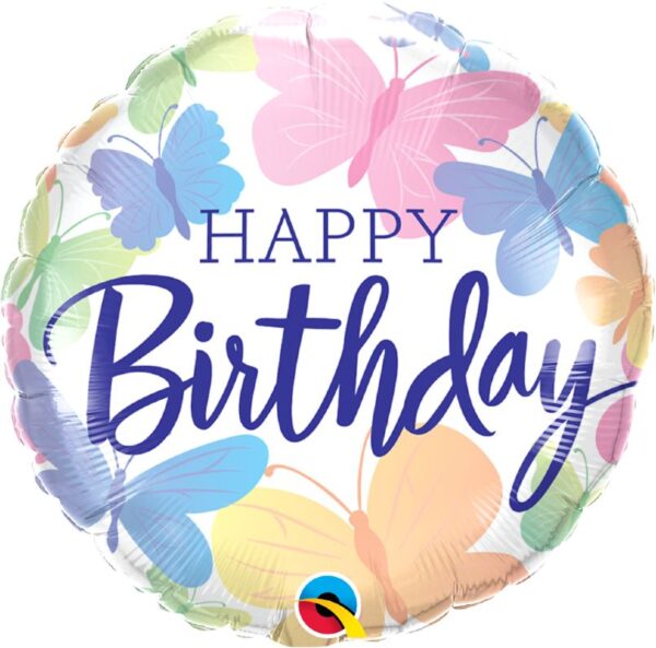 18" Μπαλόνι Happy Birthday πεταλούδες