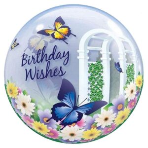 22" Μπαλόνι Bubble Πεταλούδες "Bday Wishes"