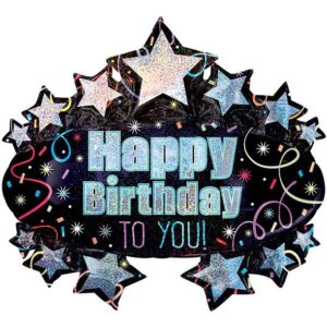 31" Μπαλόνι αστέρια Happy birthday που ιριδίζει
