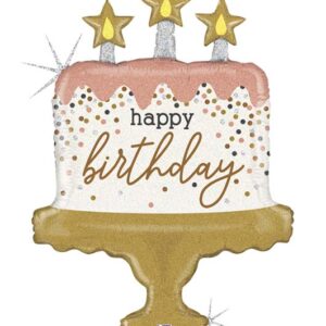 33" Μπαλόνι τούρτα Happy Birthday με κομφετί