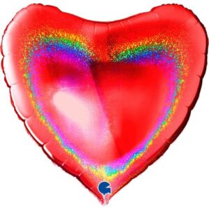 36'' Μπαλόνι κόκκινη καρδιά glitter Holographic