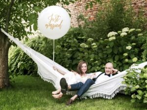 40" Τεράστιο Μπαλόνι Just Married λευκό - Image 2