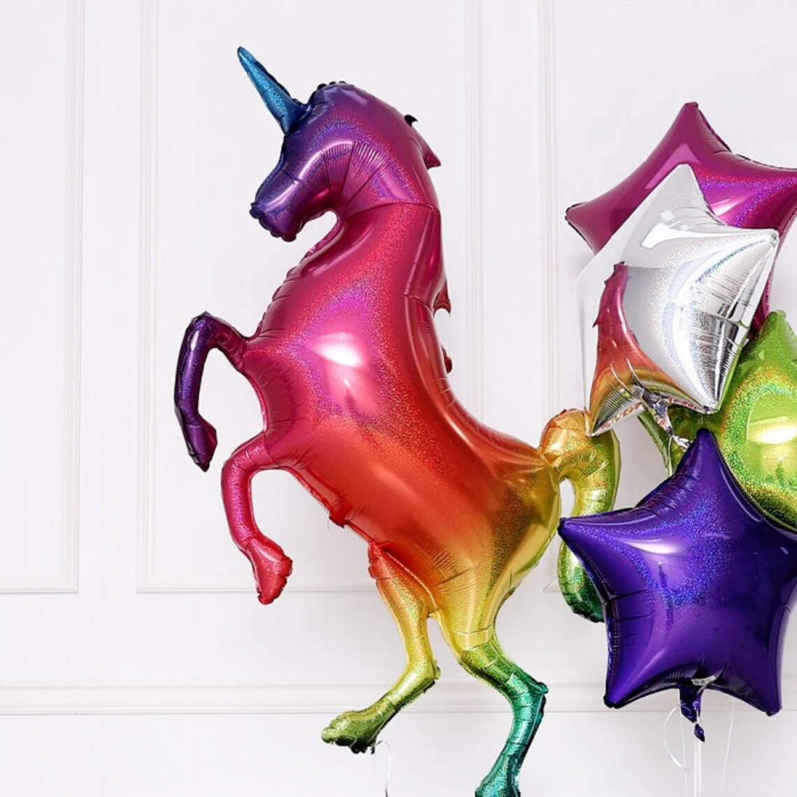 46" Μπαλόνι Μονόκερος Rainbow με γκλίτερ - Image 2