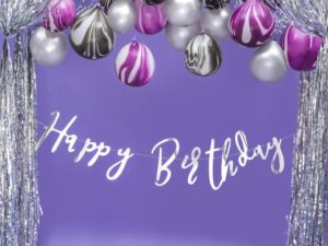 Ασημί Γιρλάντα Happy Birthday 16.5x62cm - Image 2