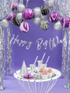 Ασημί Γιρλάντα Happy Birthday 16.5x62cm - Image 3