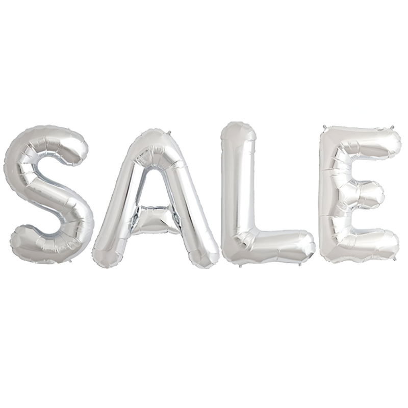 Ασημί Mini Shape Μπαλόνια SALE για Βιτρίνα (4 τεμ)