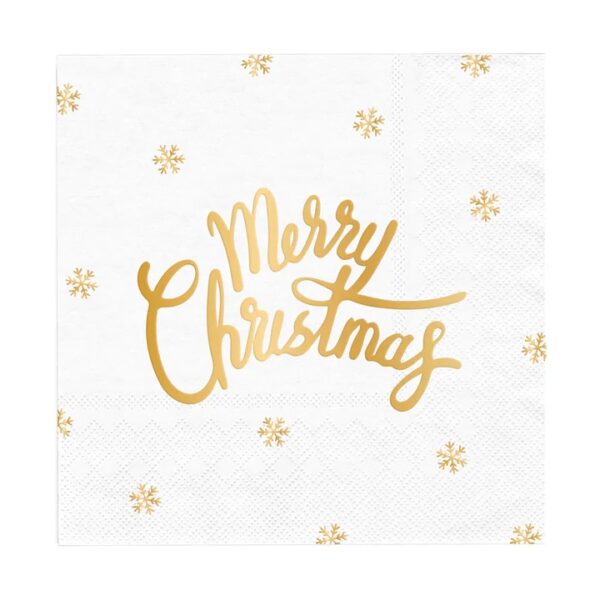 Χαρτοπετσέτες άσπρες Merry Christmas (10 τεμ)