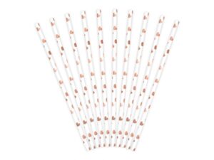 Rosegold Καλαμάκια με πουά καρδιές(10 τεμ) - Image 2