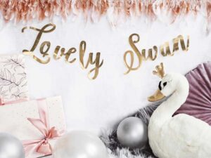 Διακοσμητικό μπάνερ χρυσό "Lovely Swan" - Image 2