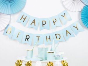 Διακοσμητικό μπάνερ γαλάζιο "Happy birthday" - Image 2
