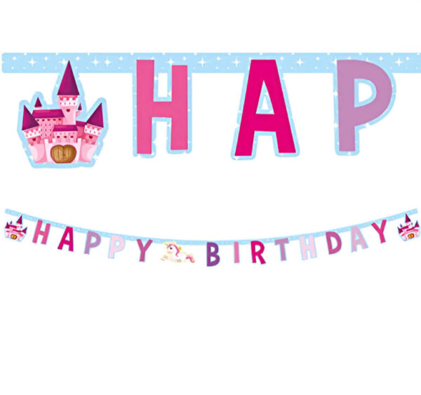 Γιρλάντα "Happy Birthday" Μονόκερος και Κάστρο 1,85m