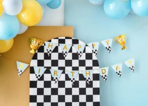 Γιρλάντα Happy Birthday Καρό με Κύπελλα 2,5m - Image 2