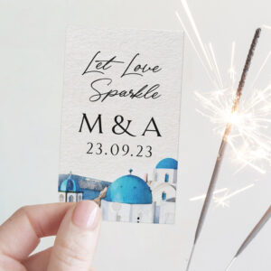 Καρτάκι γάμου με Sparkler Stick - Αιγαίο (10 τεμ)