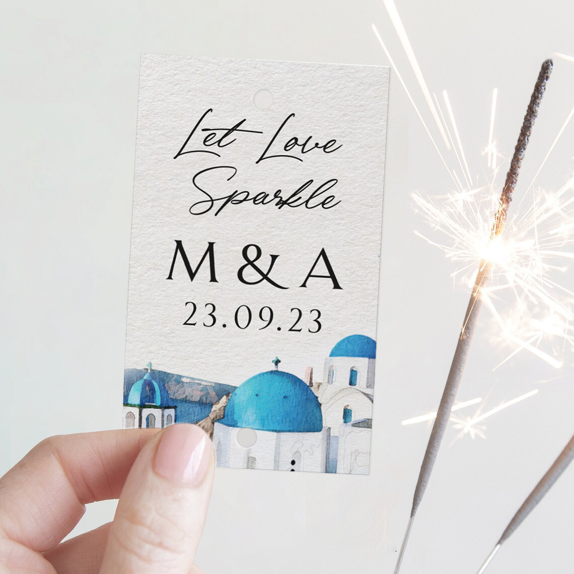 Καρτάκι γάμου με Sparkler Stick - Αιγαίο (10 τεμ)