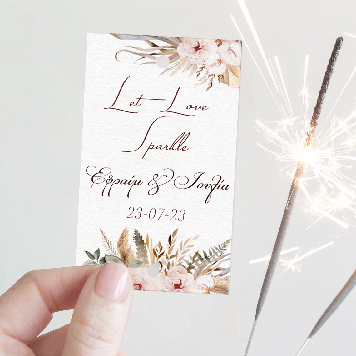 Καρτάκι γάμου με Sparkler Stick - Boho (10 τεμ)