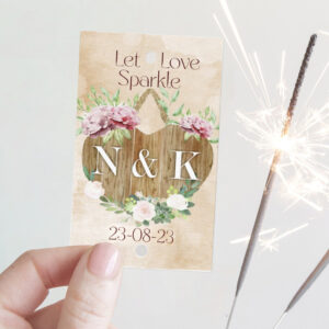 Καρτάκι γάμου με Sparkler Stick - Rustic (10 τεμ)