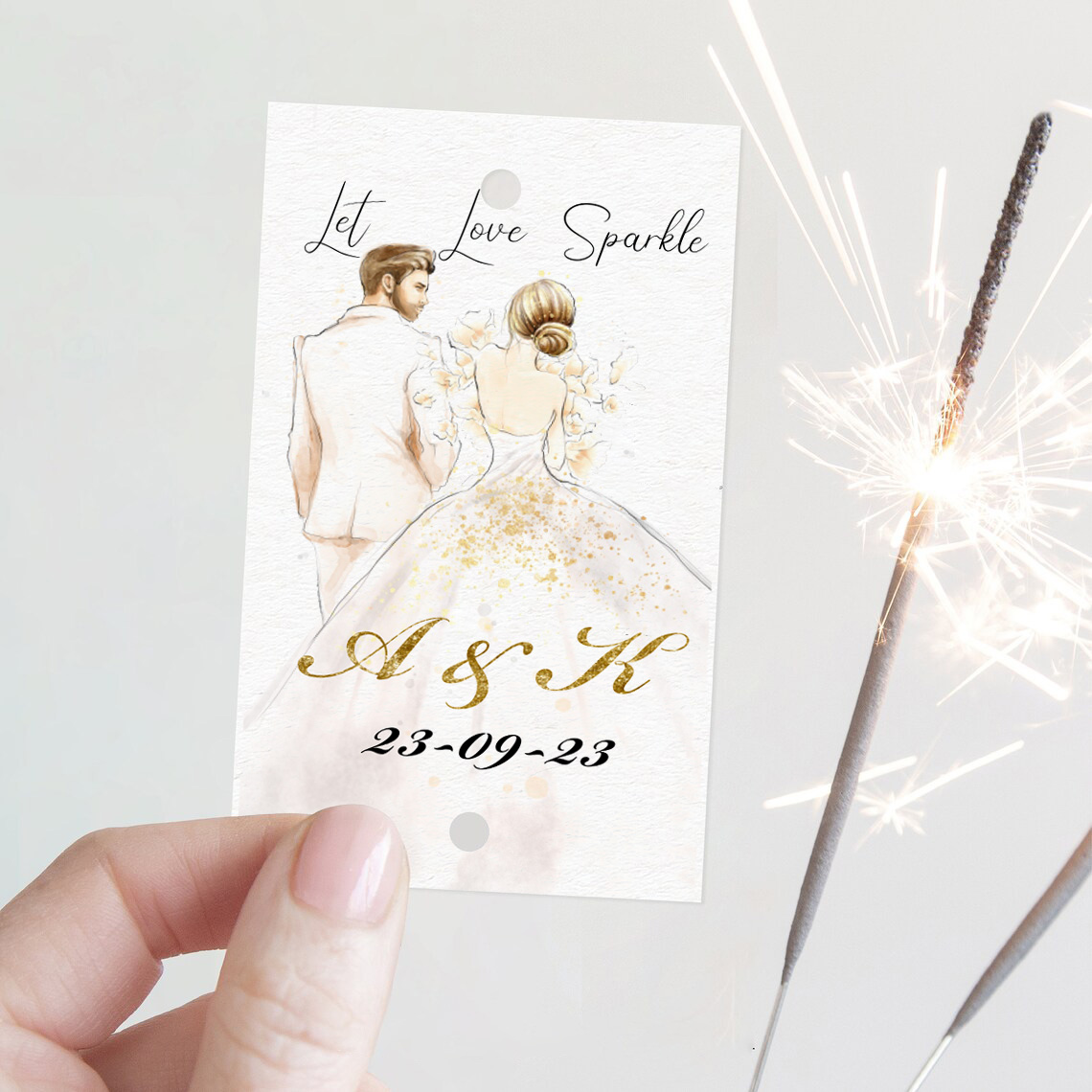 Καρτάκι γάμου με Sparkler Stick -Ζευγάρι (10 τεμ)