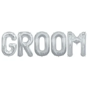 Mini ασημί μπαλόνια Groom (5 τεμ)
