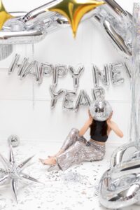 Μπαλόνι φράση 'Happy New Year' ασημί - Image 2