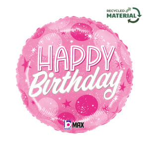 Μπαλόνι ροζ 'Happy Birthday' Sparkling 18''
