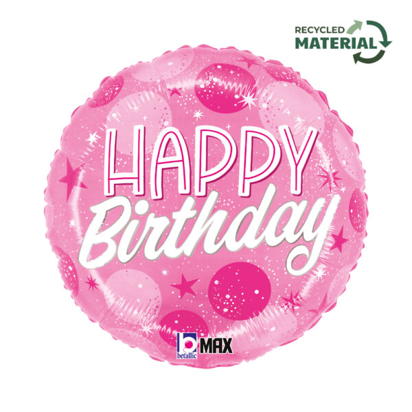 Μπαλόνι ροζ 'Happy Birthday' Sparkling 18''