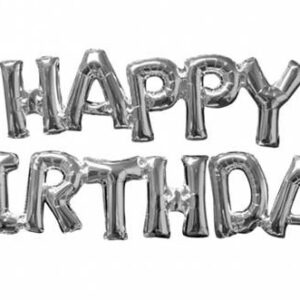 Μπαλόνια γενεθλίων "Happy Birthday" Ασημί (2 τεμ)