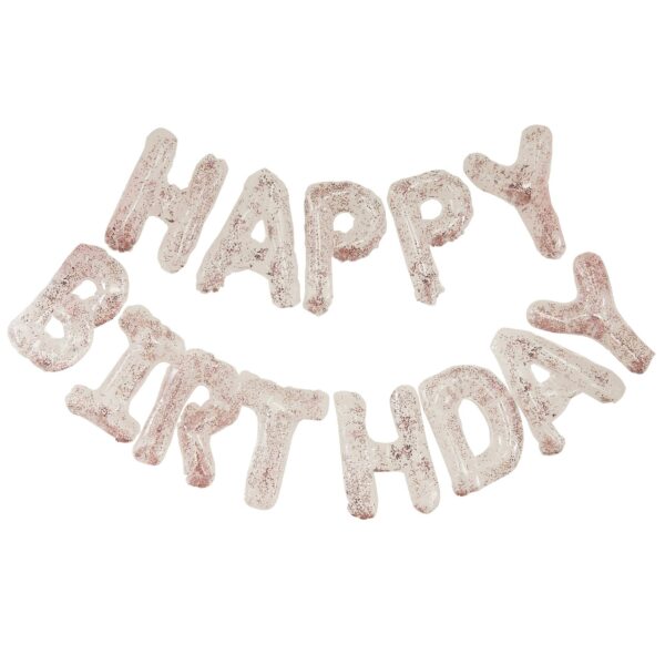 Μπαλόνια Happy Birthday Rosegold κομφετί (13 τεμ)