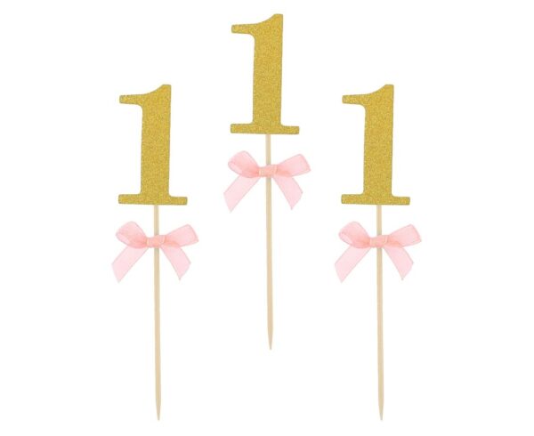 Οδοντογλυφίδες πάρτυ 1st Birthday ροζ (10 τεμ)