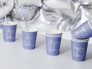 Ποτήρια πάρτυ Navy Blue - Holographic B'day (6 τεμ) - Image 2
