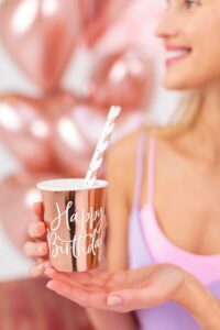 Ποτήρια πάρτυ rosegold "Happy Birthday" (6 τεμ) - Image 2