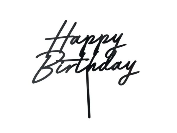 Topper Happy Birthday Μαύρο(τούρτας)