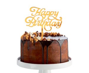 Χρυσό Topper τούρτας Happy Birthday - Image 2