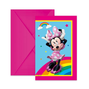 Προσκλήσεις πάρτυ Minnie με φάκελο (6 τεμ)