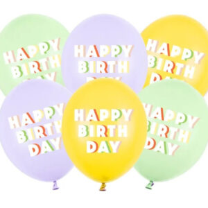 Σετ μπαλόνια παστέλ Happy Birthday (6τεμ.)