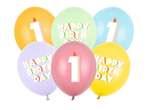 Σετ μπαλόνια παστέλ Happy Birthday No 1