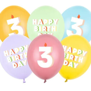 Σετ μπαλόνια παστέλ Happy Birthday No 3