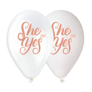 Άσπρα Μπαλόνια "She Said Yes" (25 τεμ)