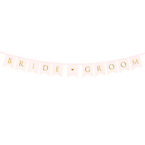 Διακοσμητικό μπάνερ ροζ "Bride - Groom"