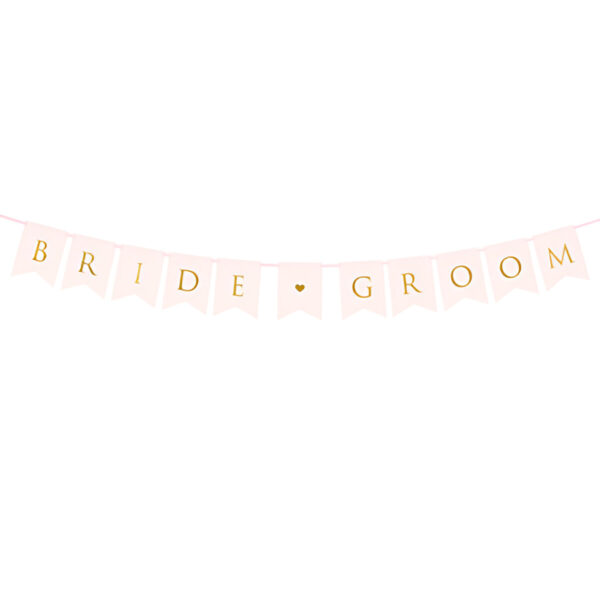 Διακοσμητικό μπάνερ ροζ "Bride - Groom"