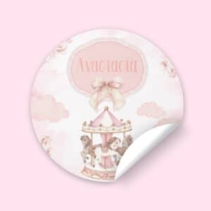 Αυτοκόλλητα Με Όνομα - Ροζ Καρουζέλ (6 τεμ)