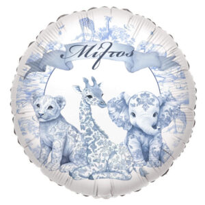 18" Μπαλόνι Foil Tυπωμένο Blue Toile Ζώα Της Ζούγκλας Στρογγυλό
