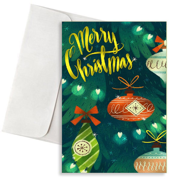 Χριστουγεννιάτικη Κάρτα "Merry Christmas" με Vintage Στολίδια