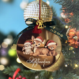 Χριστουγεννιάτικο Στολίδι Χρυσό Plexi - "3D Ξύλινα Ζωάκια"